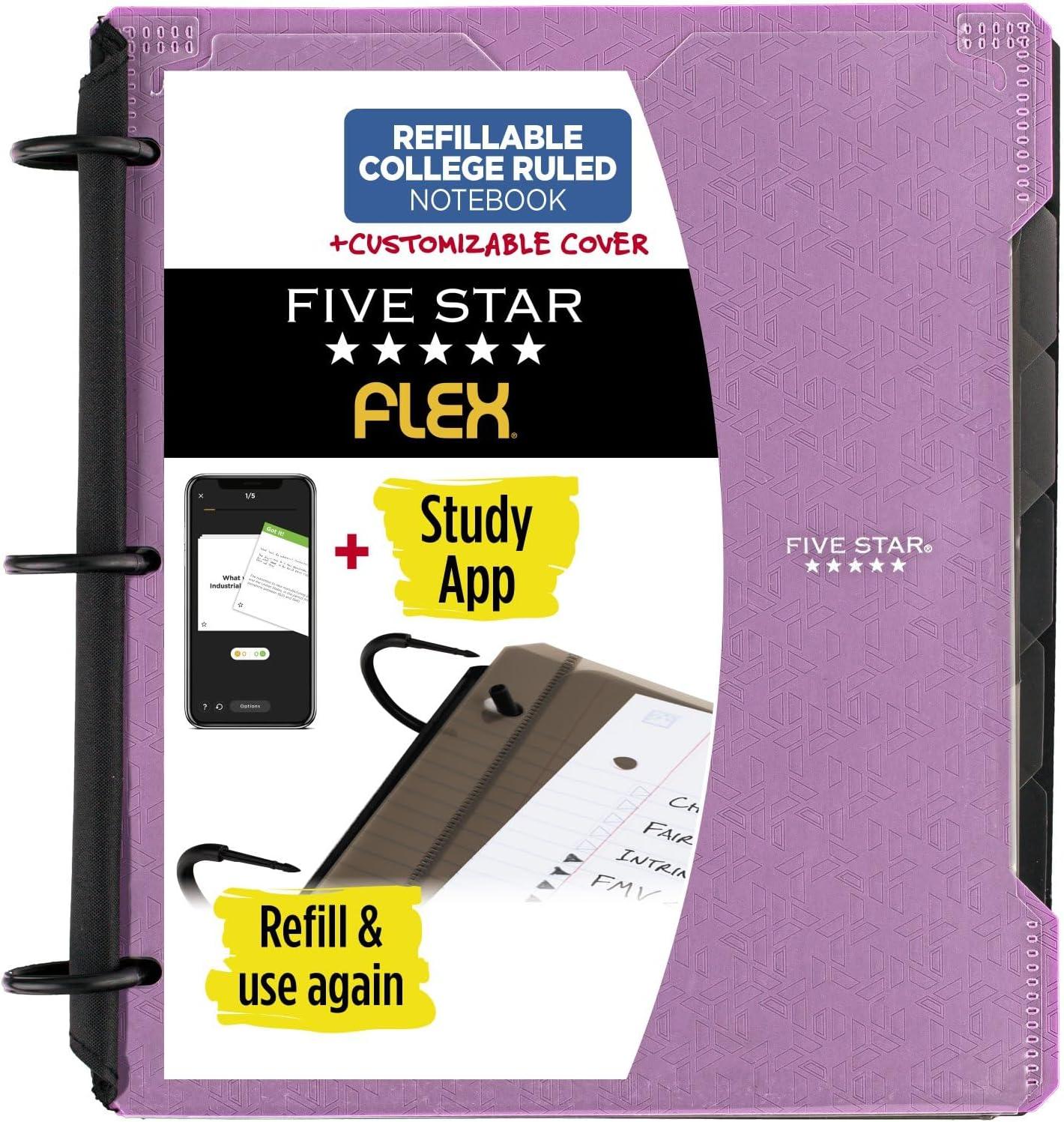 five star flex hybrid note binder 1 inch binder with tabs customizable cover notebook and 3-ring binder