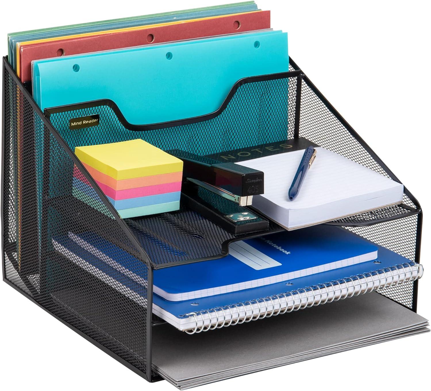 mind reader desktop organizer vertical file holder paper trays office metal mesh 31 8l x 29 2w x 24 1h cm