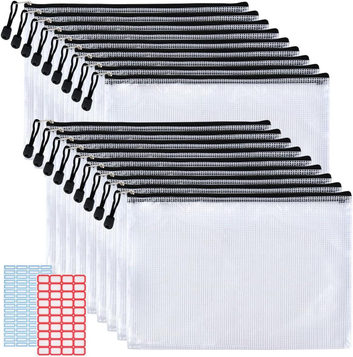 timesetl 18pack a4 mesh zipper pouch bags waterproof plastic document pouch board game bags storage mesh