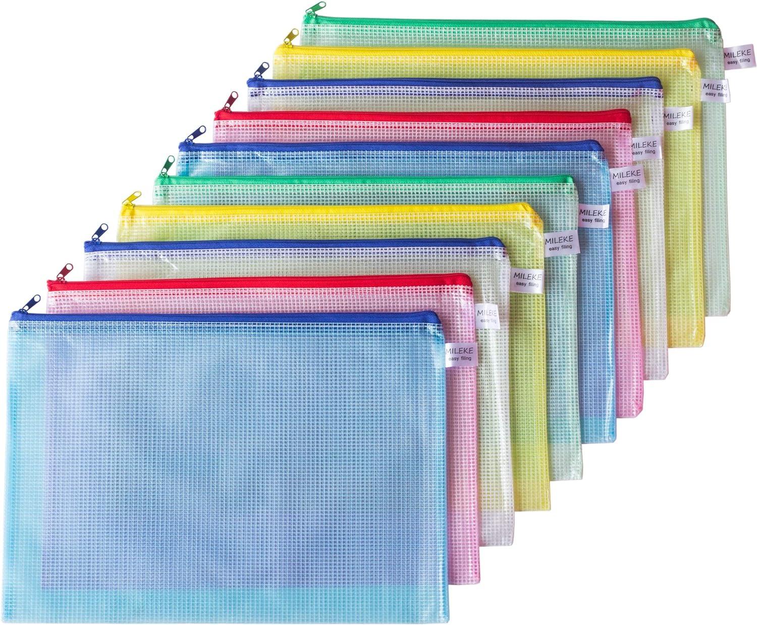 mileke waterproof a4 mesh zipper pouch office file holders durable school filing envelopes confidential