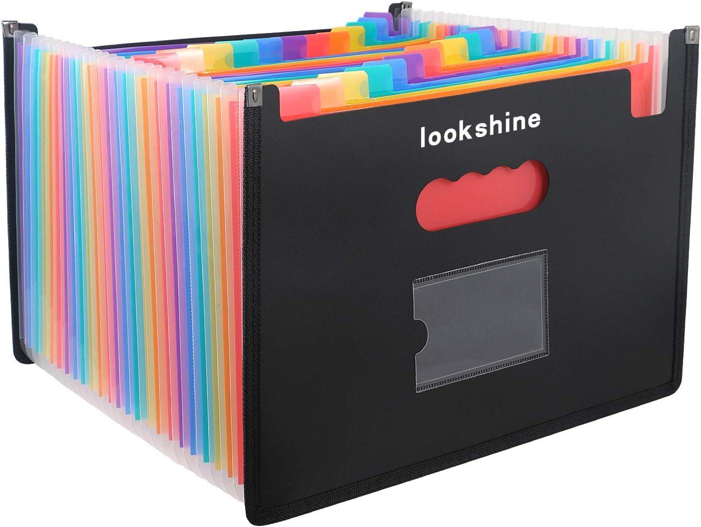 lookshine 24 pockets expanding file folders portable accordion a4 expandable file organizer large capacity