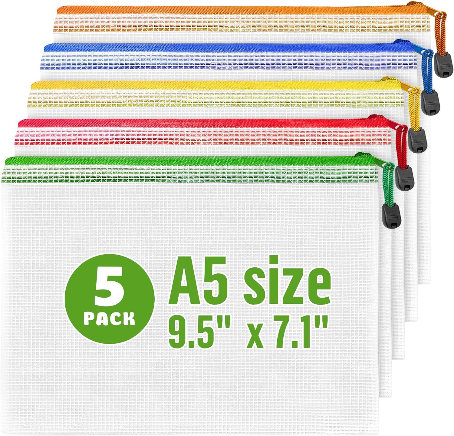 mesh zipper pouch bags a5-5 pack plastic zipper pouches for organizing 9 5x7 1 - mesh pouch with zipper bags