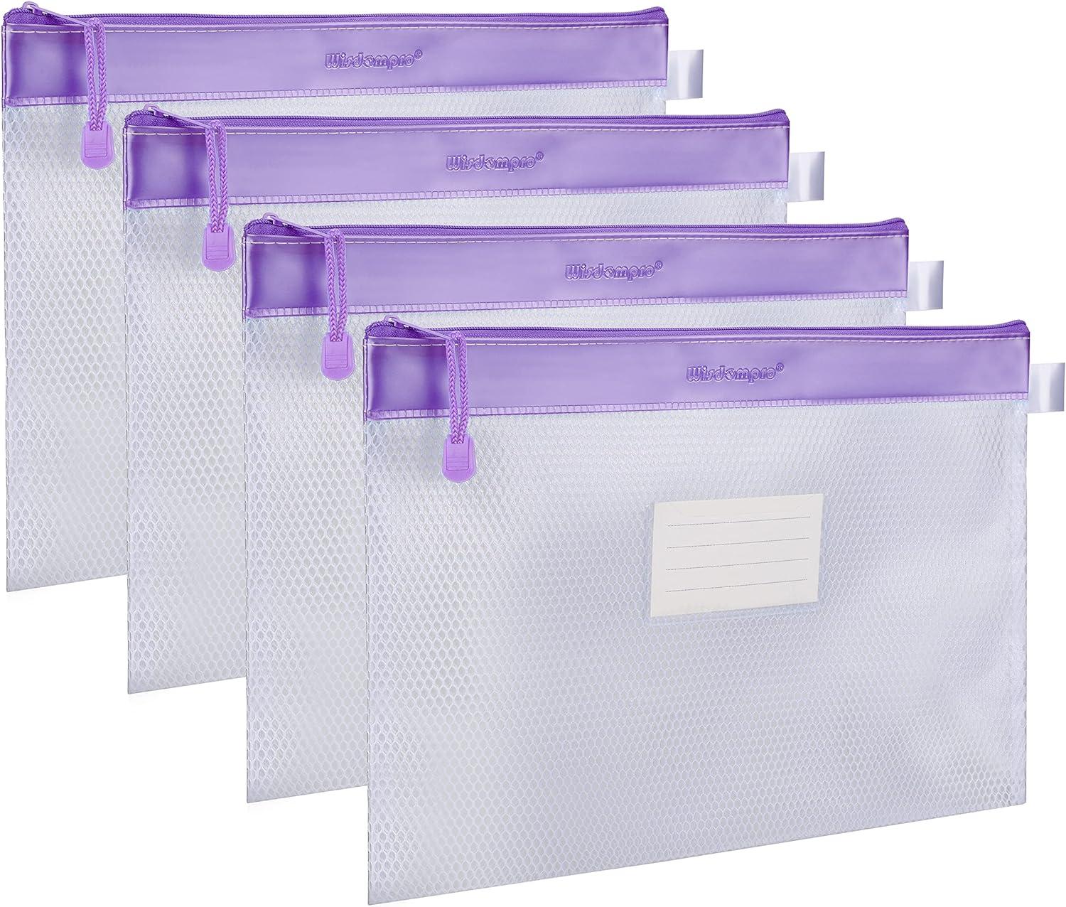 zipper file bag wisdompro 4 pack a4 size paper document storage file zipper pouches holder with label pocket