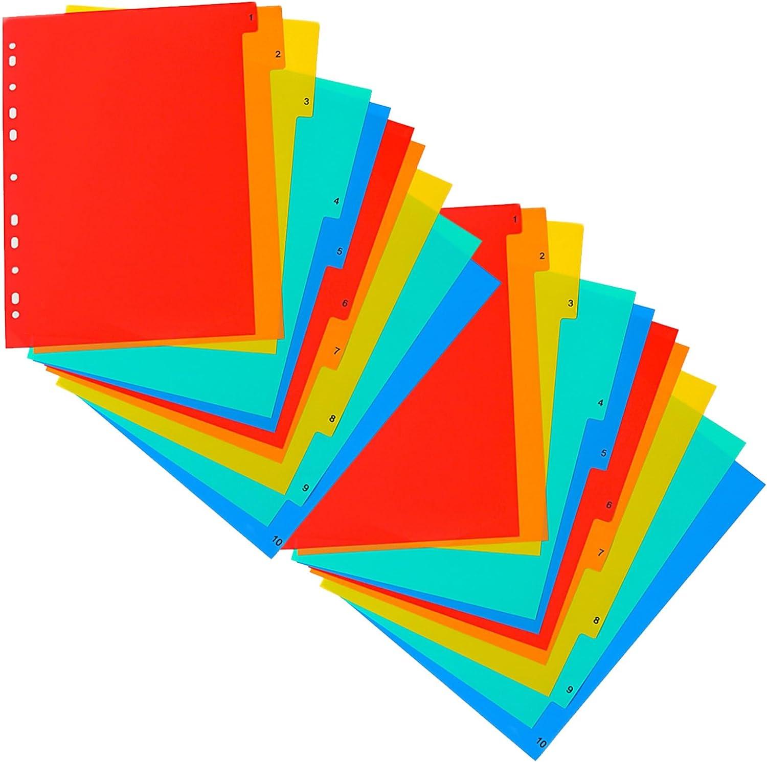 qufzdopv 20 pack binder dividers multicolor tab dividers for 3 ring binder binder tabs notebook dividers a4