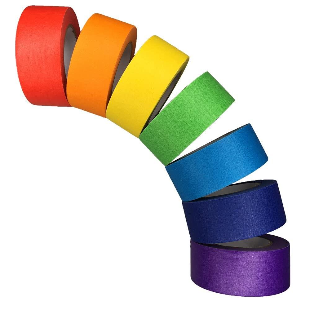 simonandisaac rainbow colors masking tape 1 inch width adhesive tape pressure sensitive tape textured paper 7