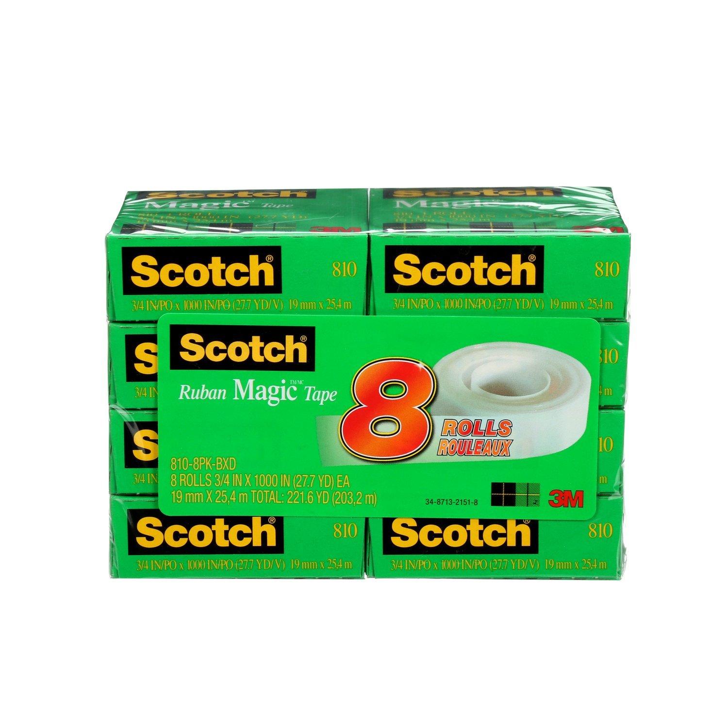 scotch tape magic tape 19mm wide x 25 4m 8 rolls office tape  scotch b00xnog5e0