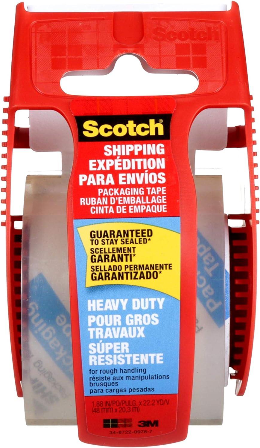 scotch heavy duty shipping packaging tape 1 roll with dispenser 1 88