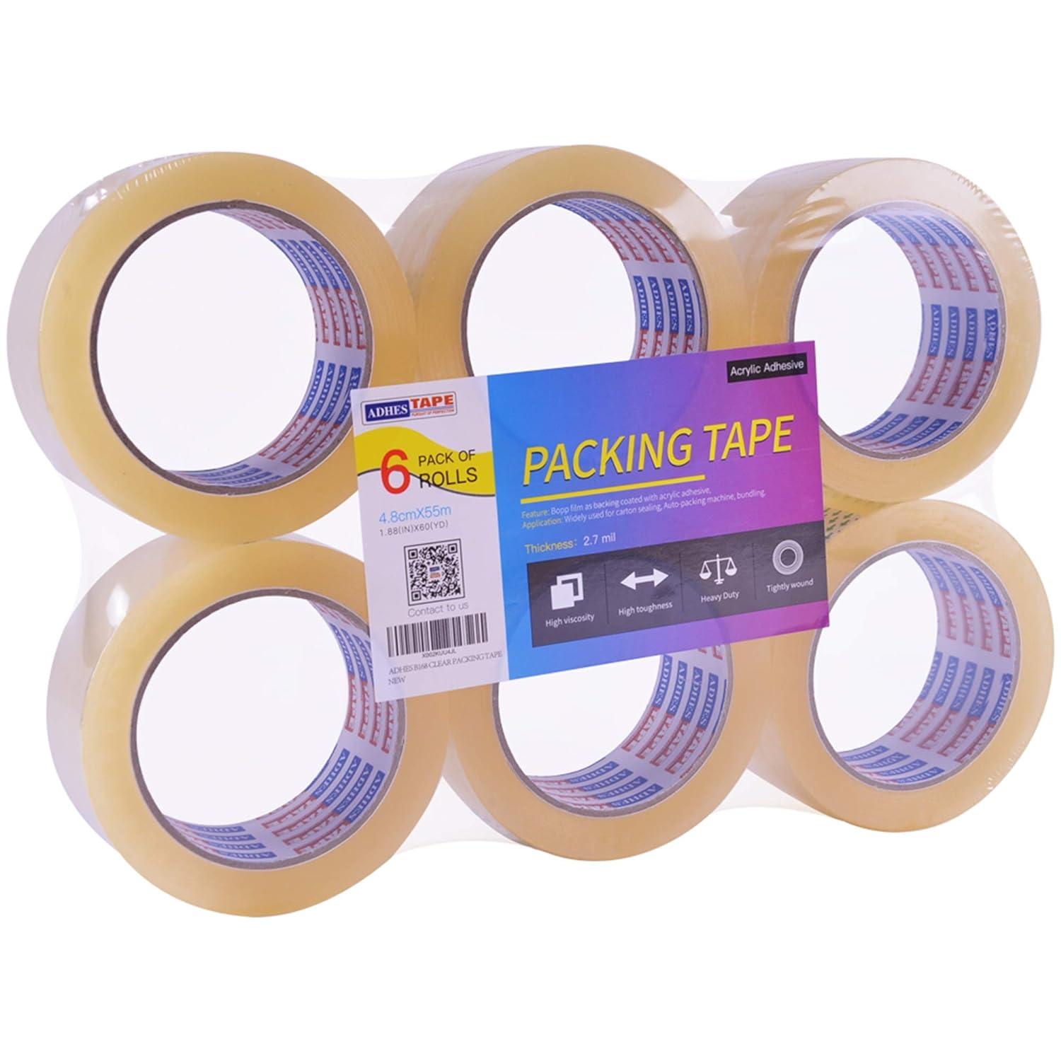 adhes shipping tape packaging tape packing tape for moving boxes 60yard per roll 1 88inch width 2 7mil
