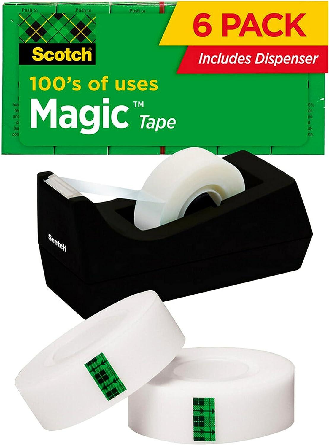 scotch magic tape 6-roll value pack with c38 black dispenser 3/4 x 1000 inches 810k6c38  scotch b000y52d5g