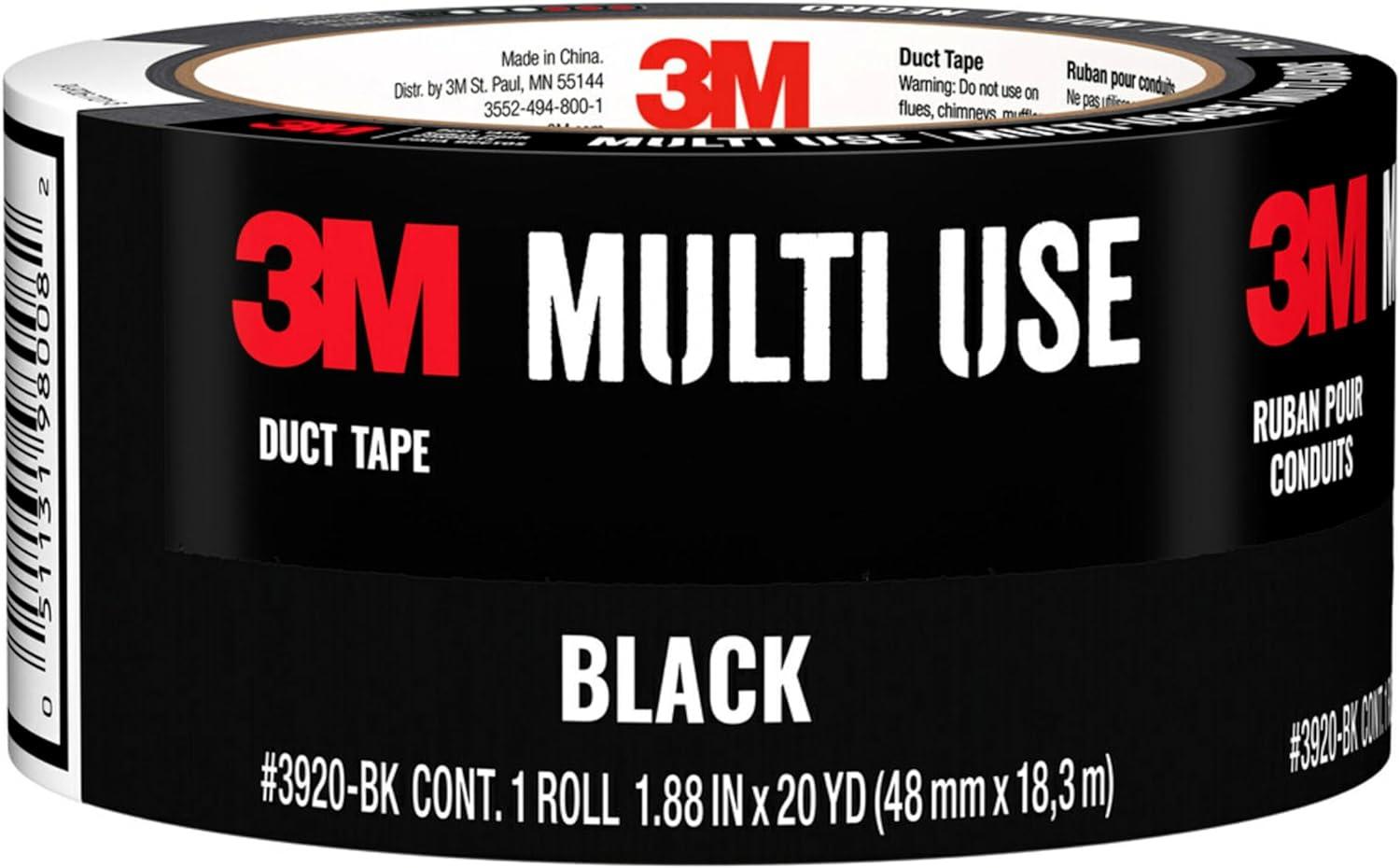 3m multi-use colored duct tape black 1 88 inches by 20 yards 3920-bk 1 roll  3m b0013ax67a
