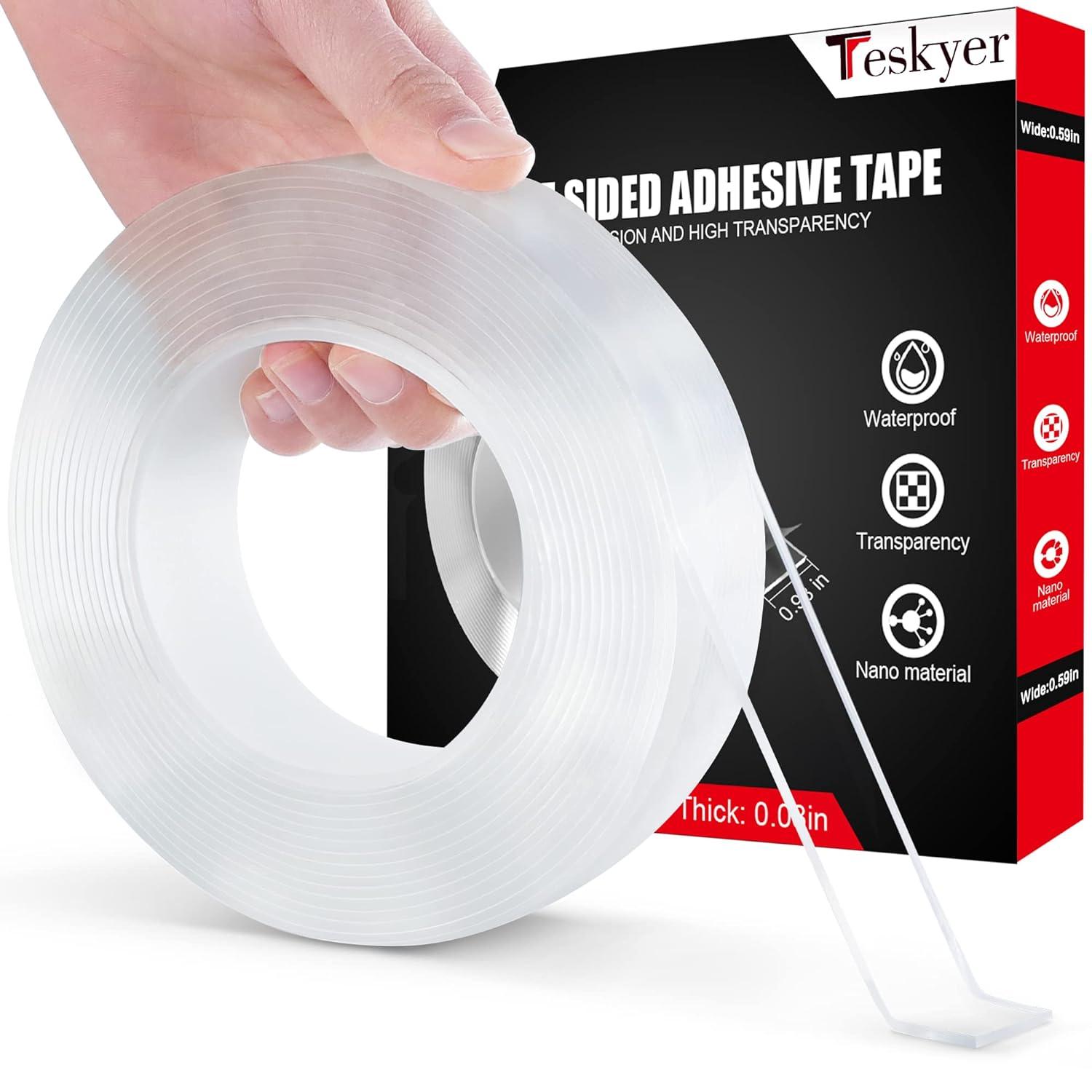 teskyer double sided tape heavy duty strong adhesive multipurpose mounting tape removable and reusable