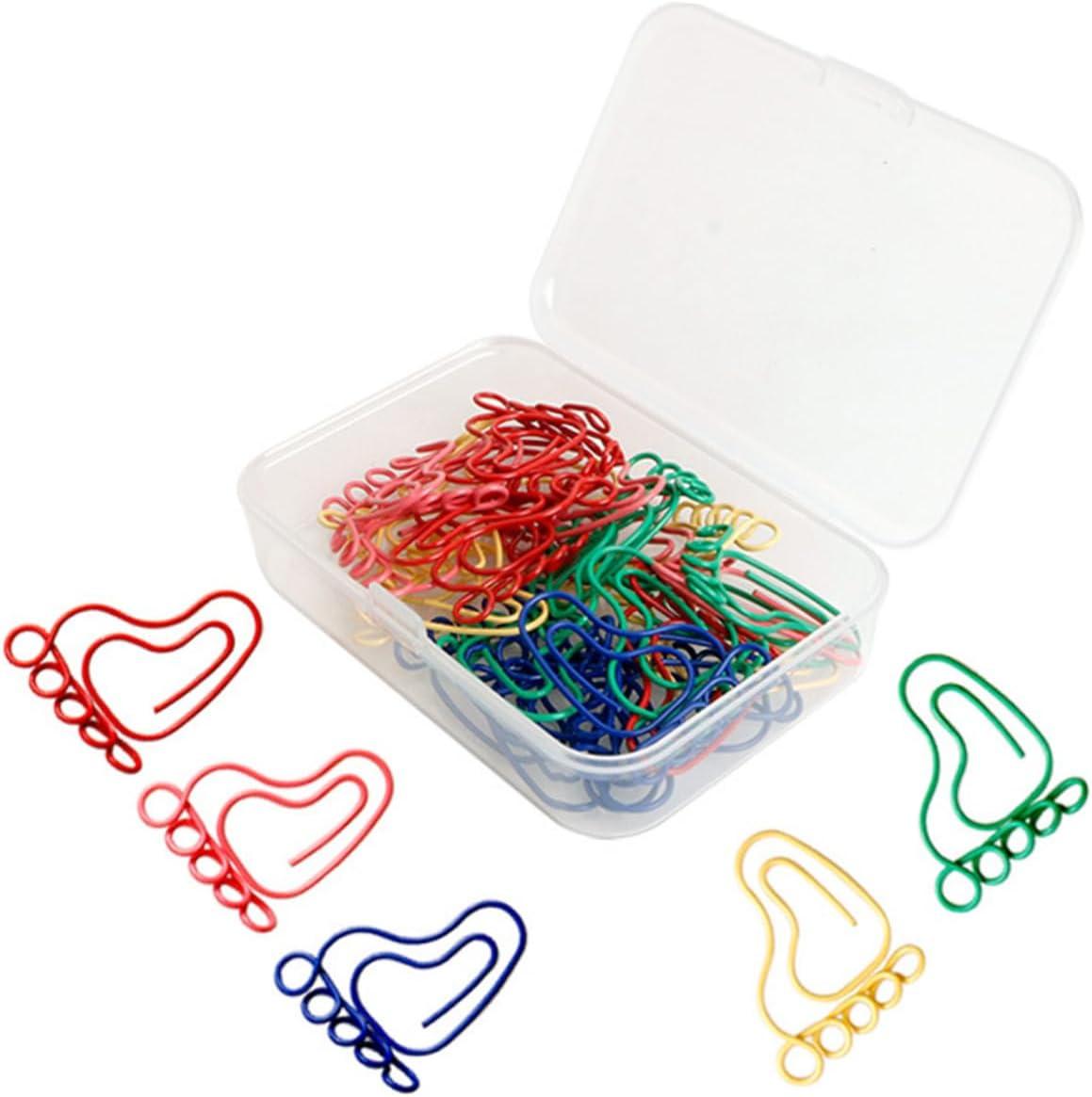 OHPHCALL Paperclips Large 30pcs Little Feet Paper Clip Coated Paper Clips Colored Paper Clips Binder Paper Clips Foot Shaped Metal Marking Clips