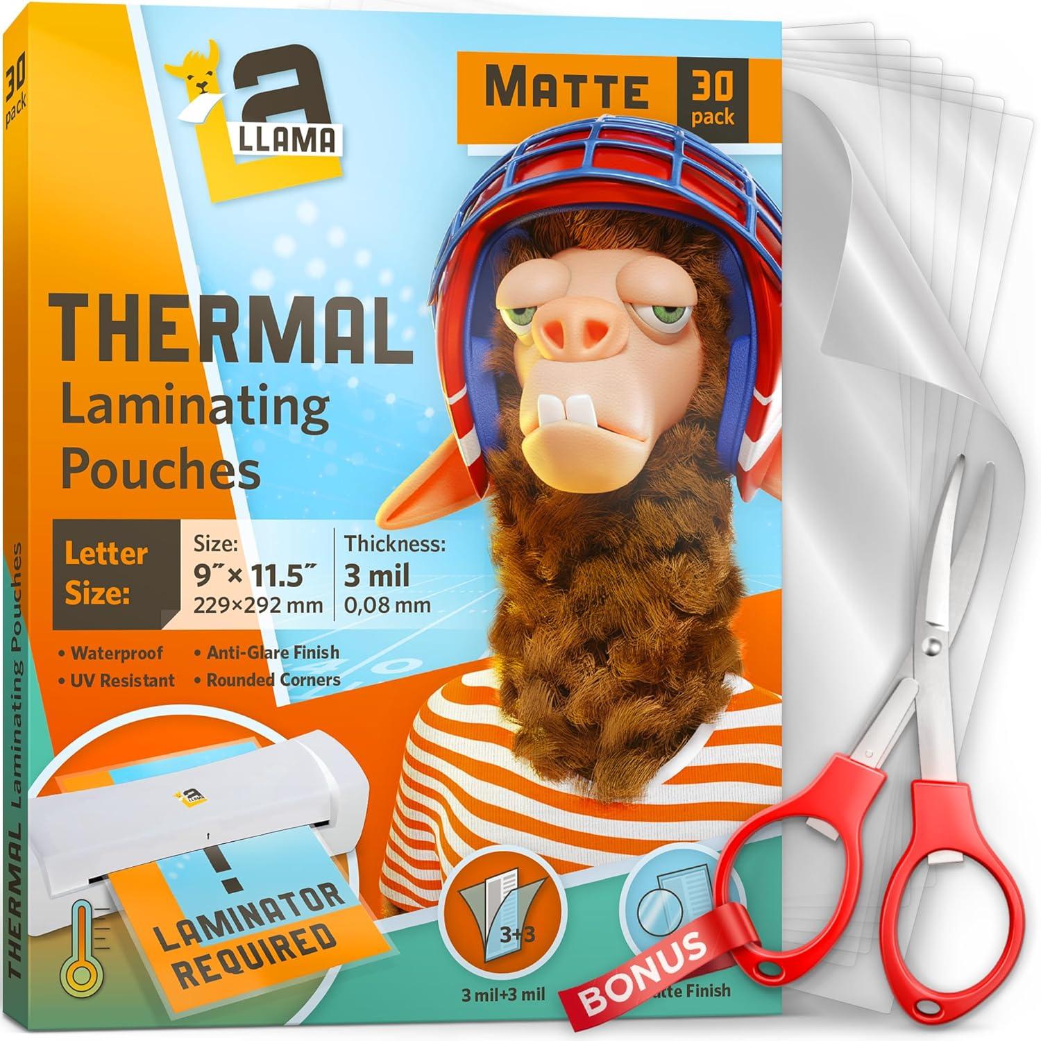 matte thermal laminating pouches matte finish 9 x 11 5 inches 3 mil thick 30 pack suited for letter size