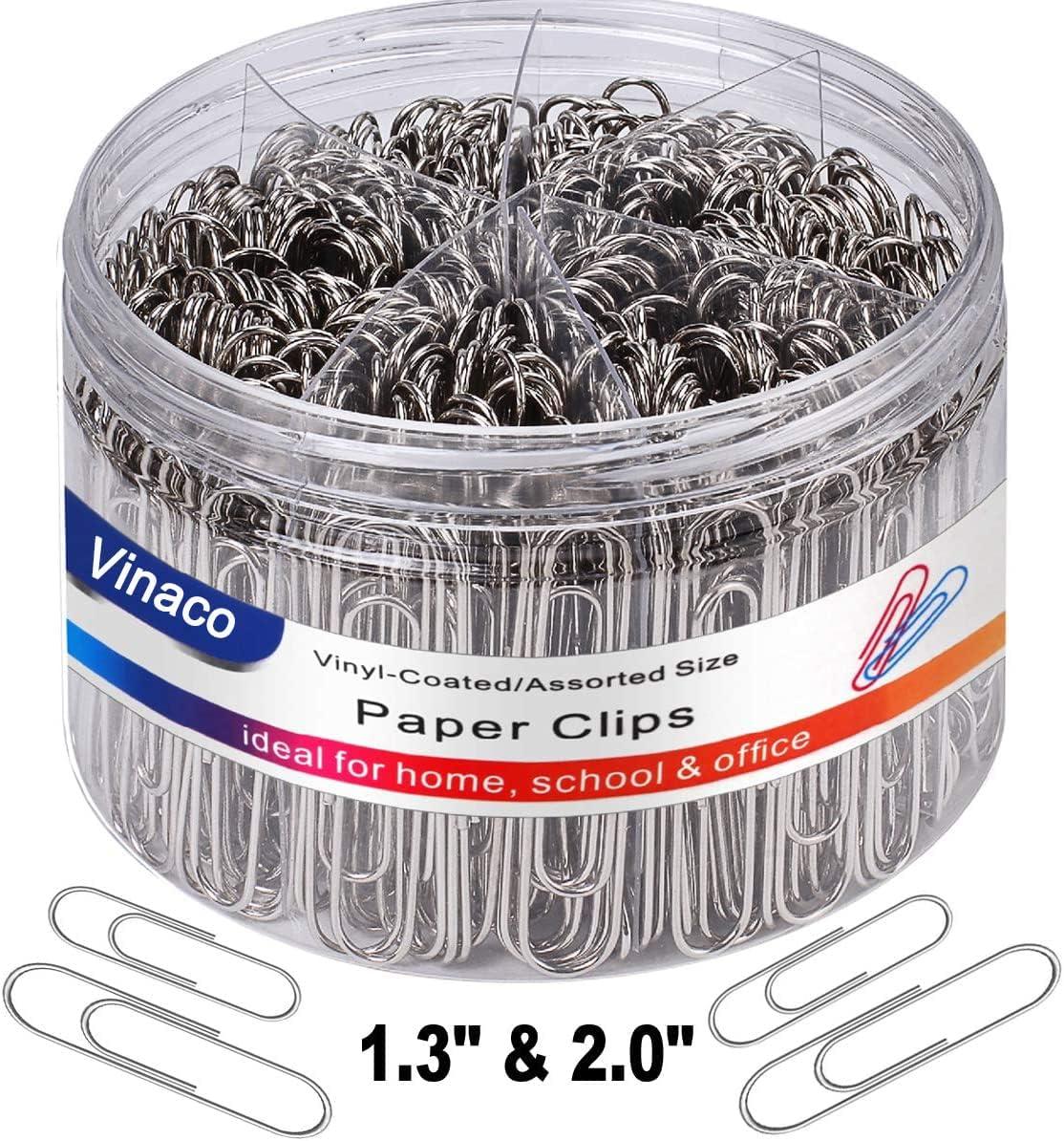 vinaco paper clips smooth silver medium and jumbo paper clip 1 3 inch and 2 0 inch durable and rustproof