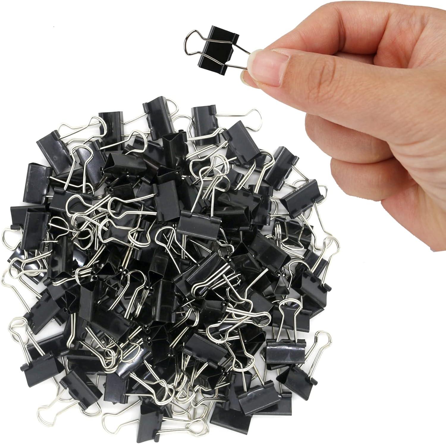 OWLKELA 120 Pack Mini Binder Clips Black Binder Clips Small Paper Clips 15mm 5/8 Inch Micro Size Office Clips For Home School Office And Business