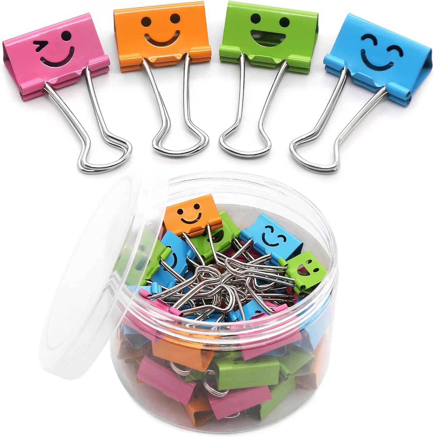 coideal 40 pack colored paper clips with cute lovely smiling face file organizer paper holder metal binder