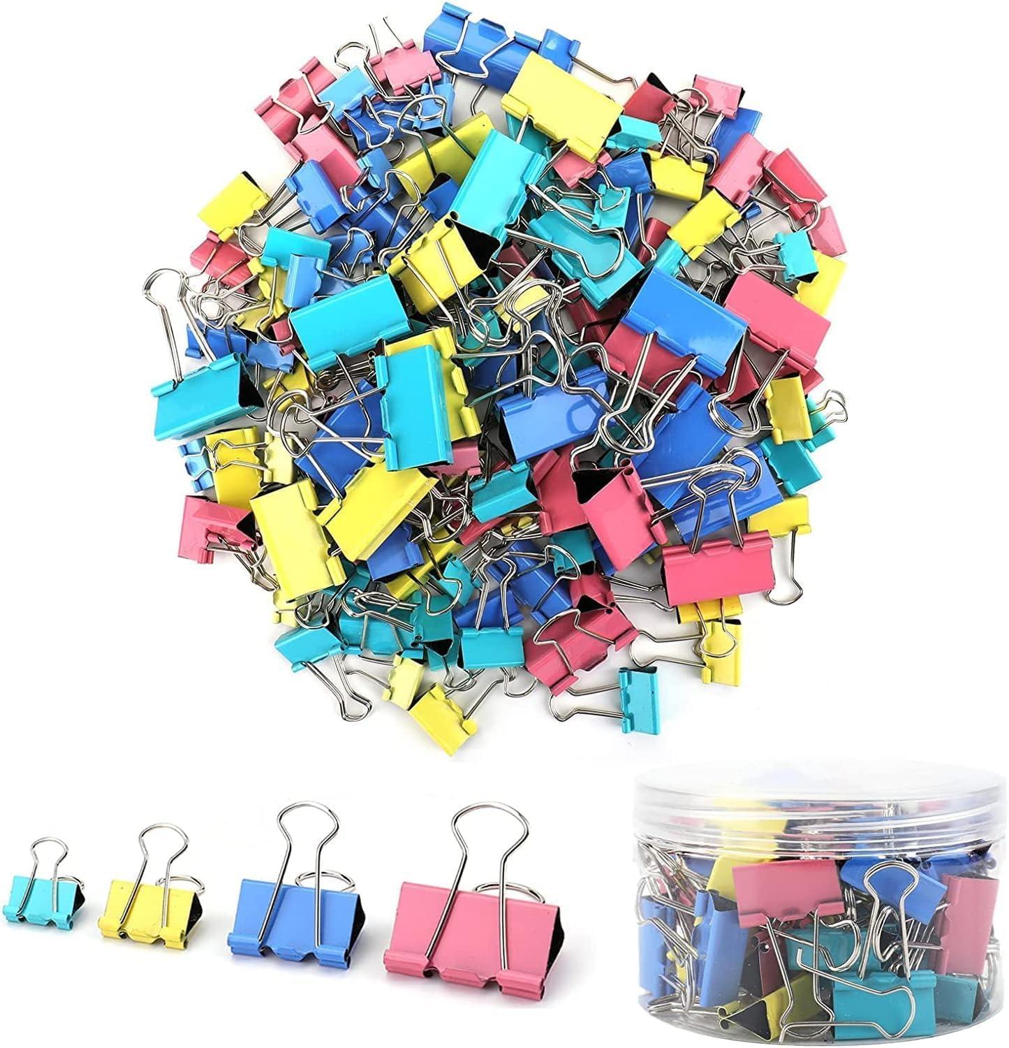 nicunom 272 pcs binder clips paper clamps assorted 4 sizes metal fold back clips for office school and home