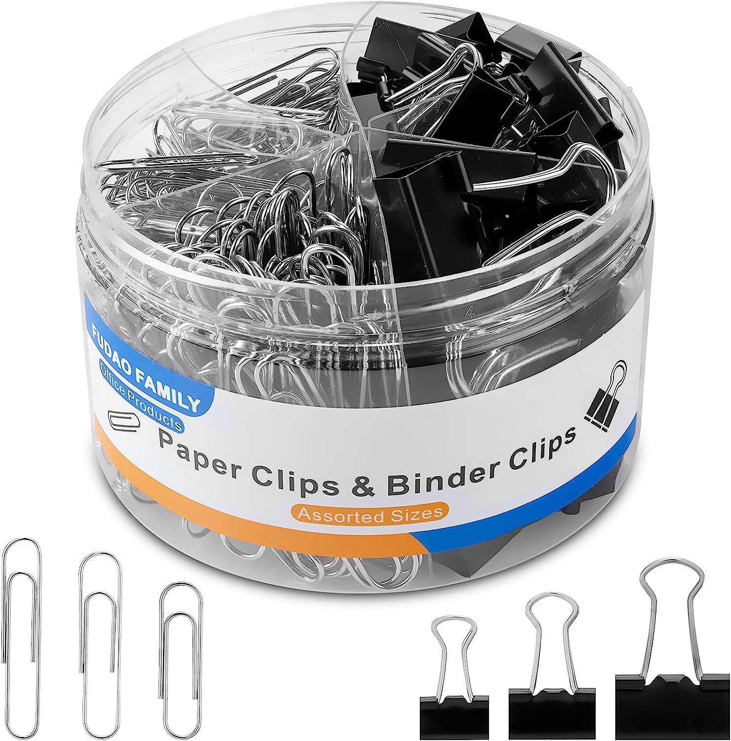 fudao family paper clips binder clips 340 pcs paper clips assorted sizes binder clips assorted sizes silver