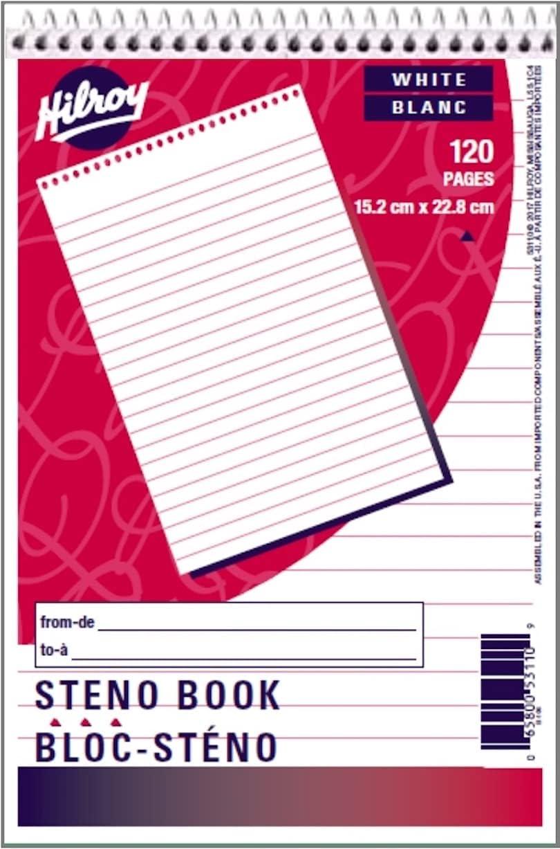 hilroy stenographers notebook 6 x 9 inches 60 sheets white paper 53110  hilroy b003m5rc7e