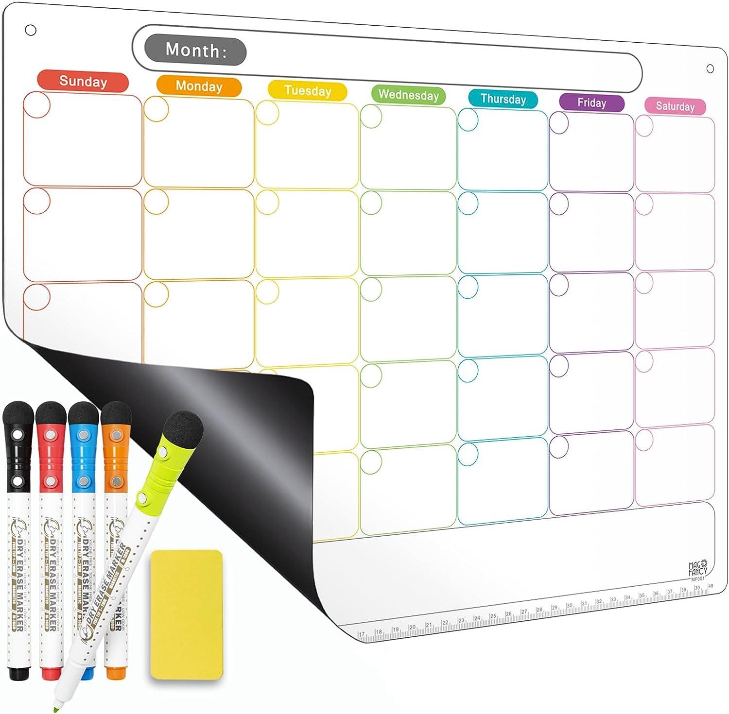 mag-fancy dry erase calendar magnetic board - monthly planner dry erase boards fridge calendar whiteboard