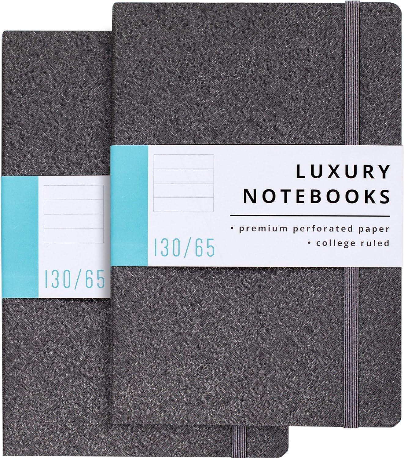 papercode journal notebook - luxury notebooks w/ 130 perforated lined pages - writing journals for work and