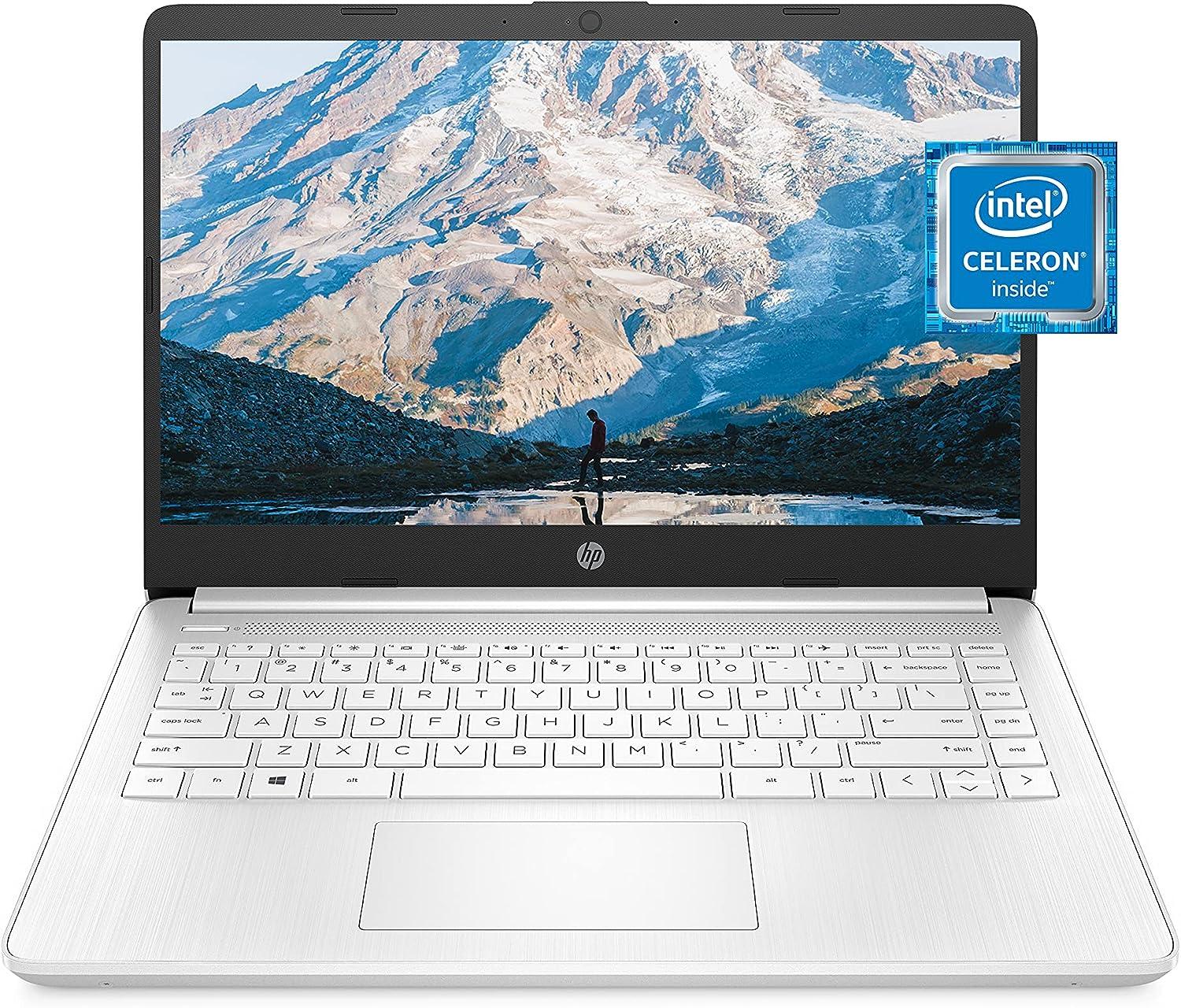 hp 14 laptop intel celeron n4020 4 gb ram 64 gb storage 4k graphics snowflake white  hp b0947bj67m