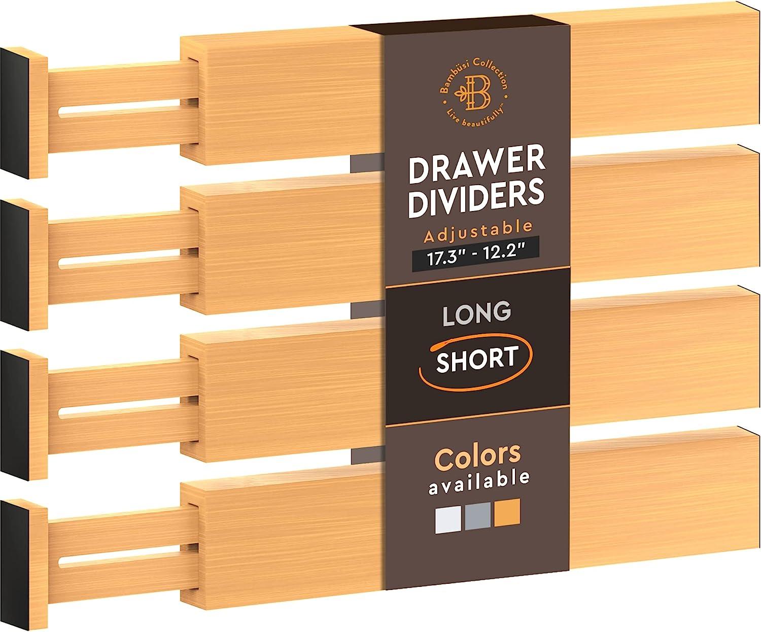 adjustable bamboo drawer dividers organizers - fits standard drawers sized 12 2