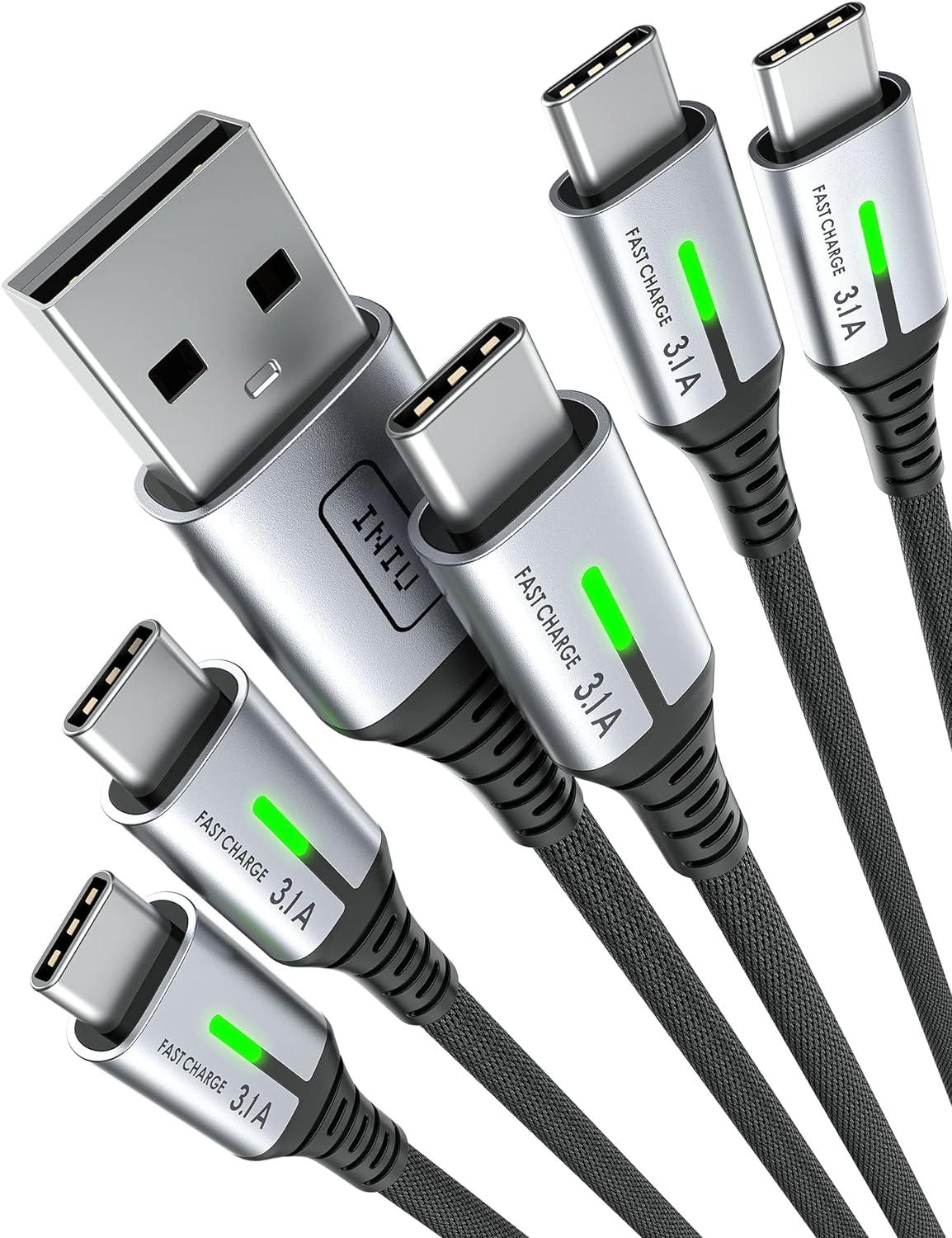 usb c cable iniu 5 pack 3 1a qc fast charging usb type c cable nylon phone charger usb a to usb c cable 