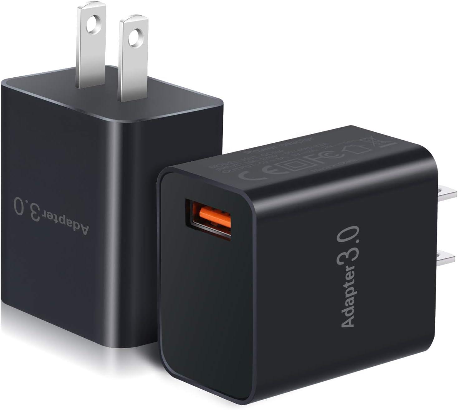 okray 2-pack fast charge 3 0 adapter 18w quick charging blocks usb wall plug power charger brick compatible