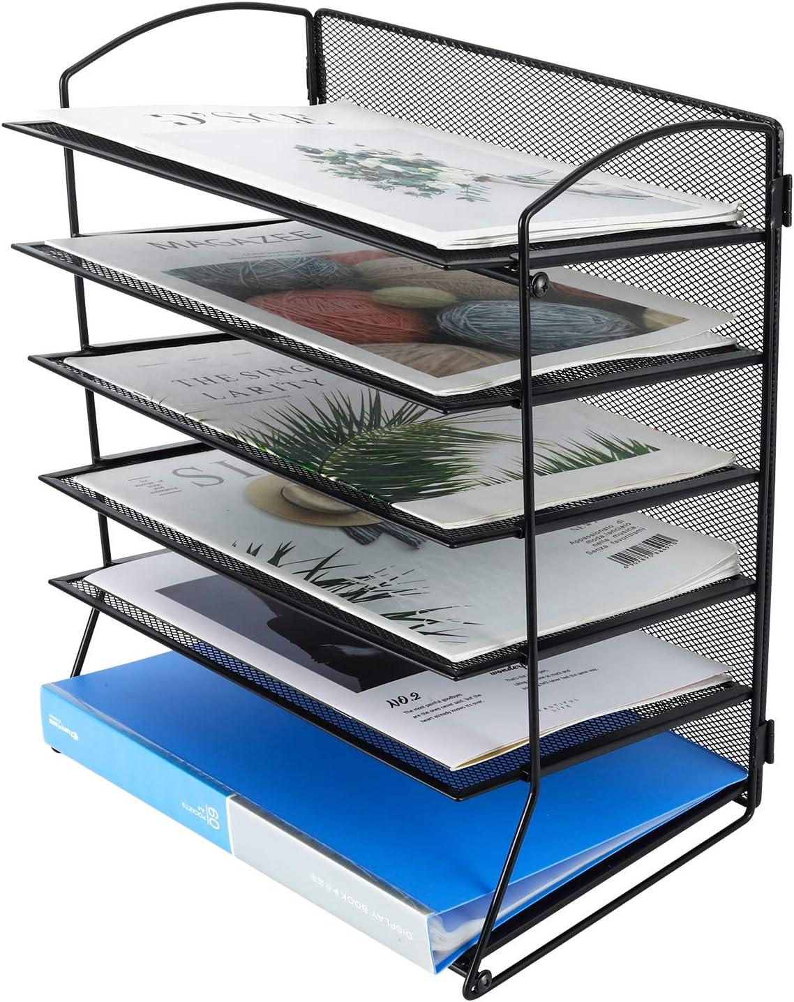 pag 6-tier desktop file organizer document folder rack metal mesh letter tray magazine holder  pag 6