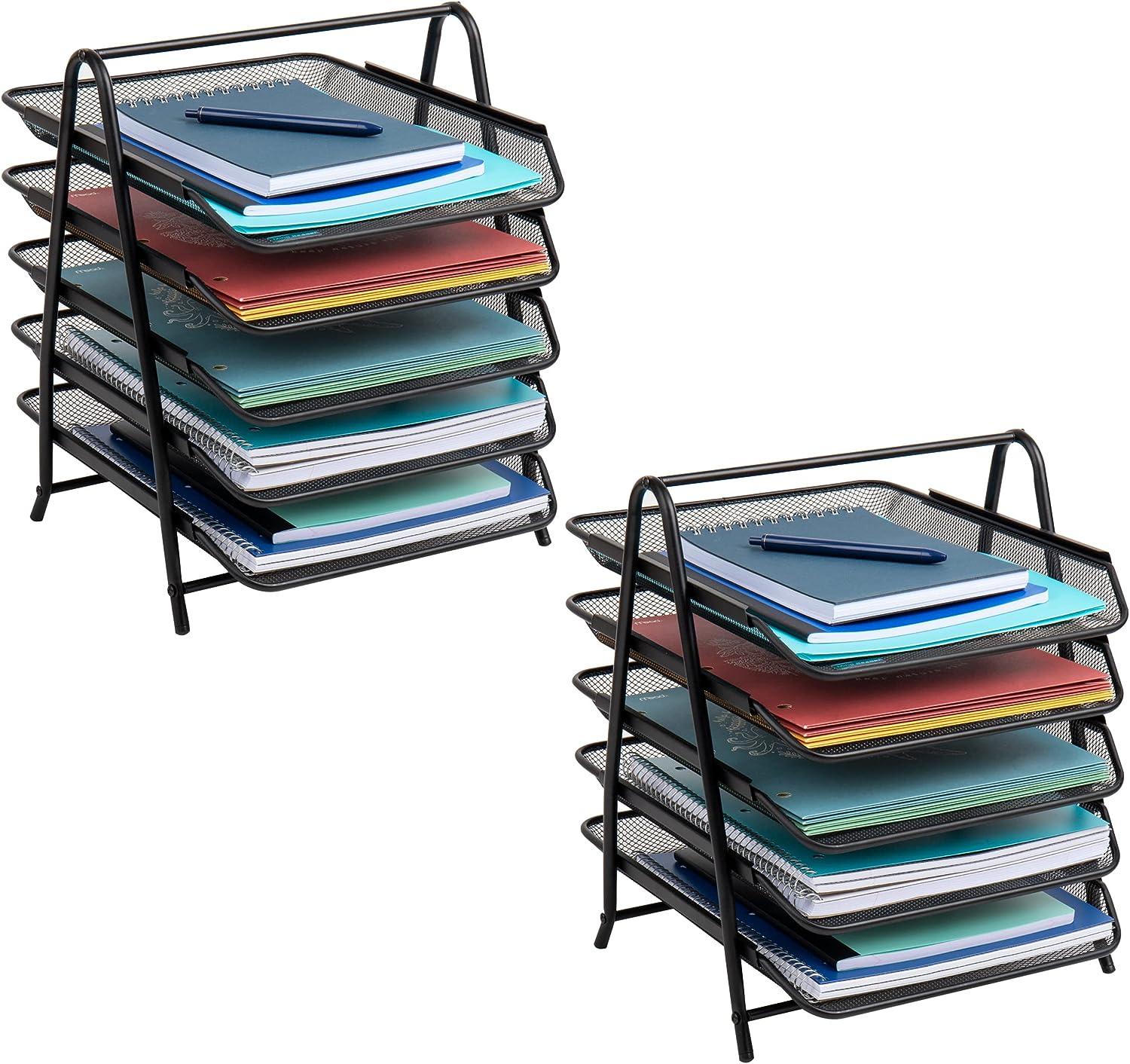 mind reader 5-tier paper tray desktop organizer file storage office metal mesh 29 8l x 35 6w x 36 8h cm set