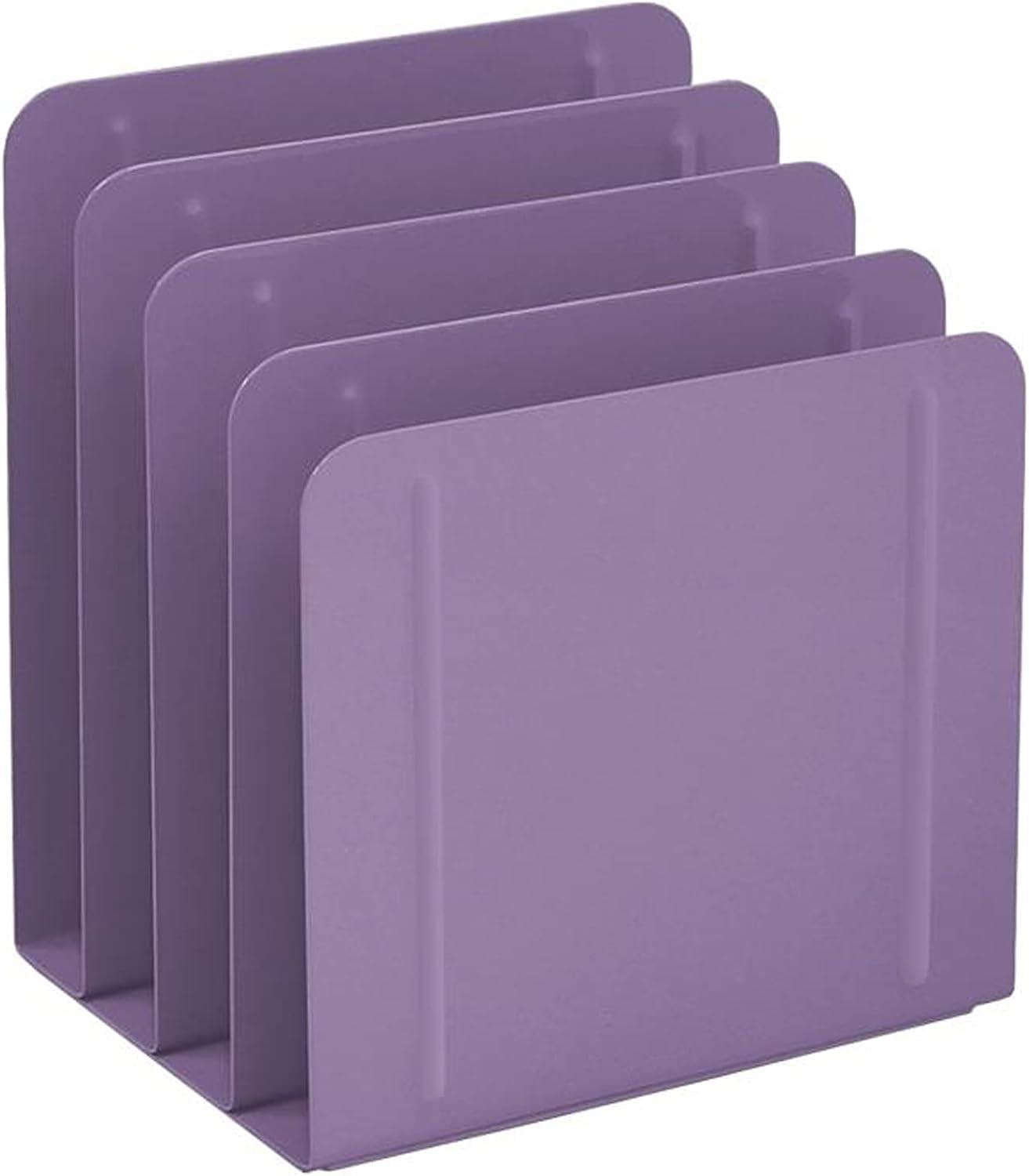acrimet desk metal file sorter organizer 4 sections office and home file management solution purple color 