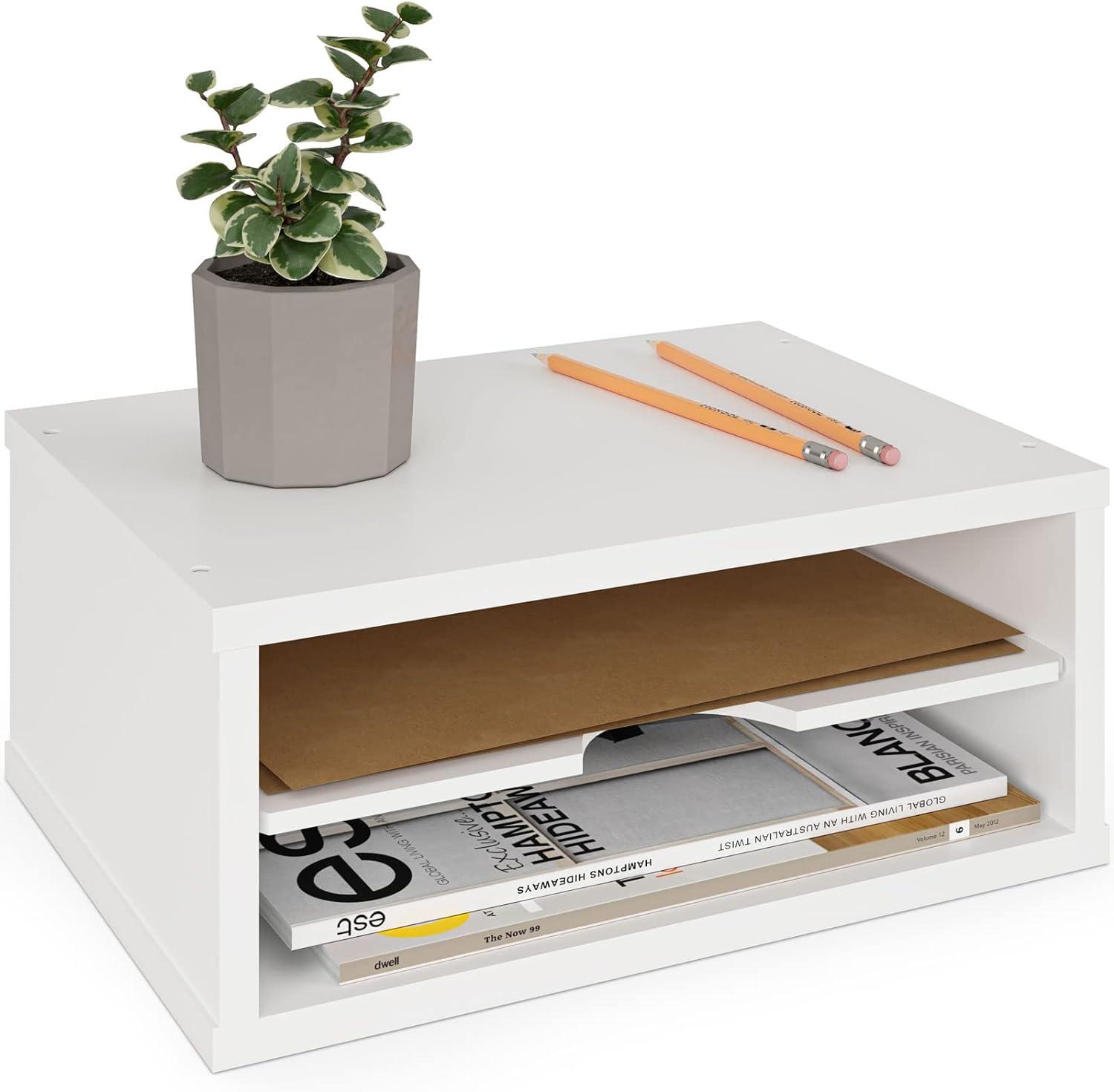 ballucci file organizer 2-tier document paper sorter stackable wood desk organizer mail holder monitor stand