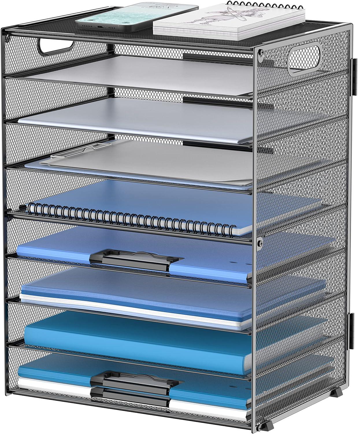 daltack 9-tier paper letter tray desk organizer with handles mesh file holder organization paper sorter desk