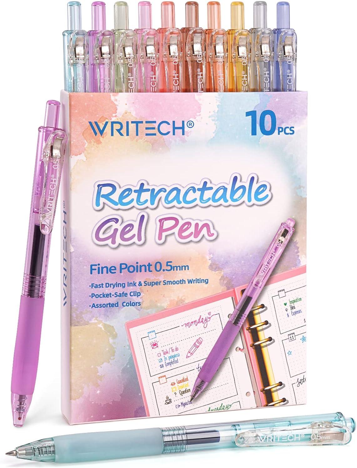 writech retractable gel pens quick dry ink pens fine point 0 5mm multicolor for journaling drawing doodling