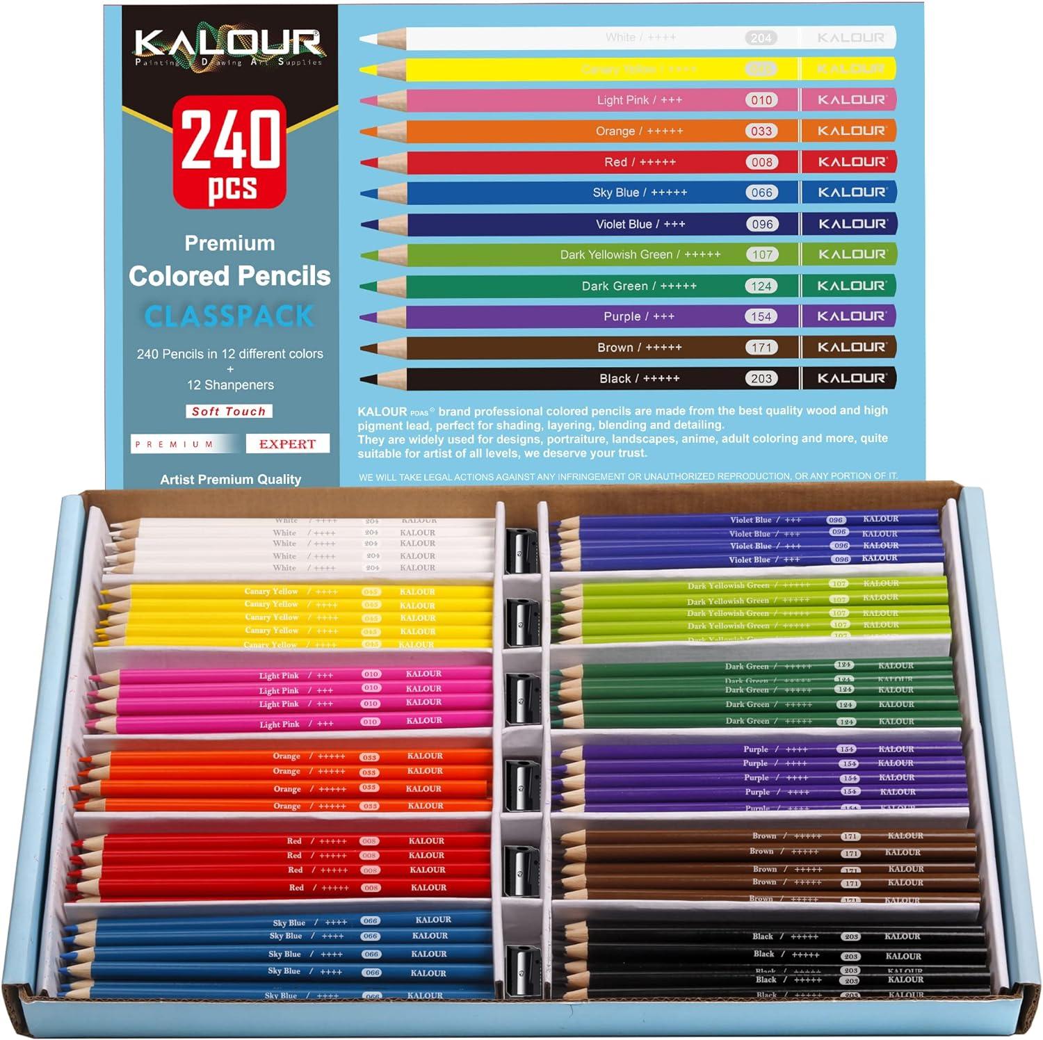 kalour colored pencils classpack 240 count12 assorted colors bulk school supplies  kalour b0bympyzy2