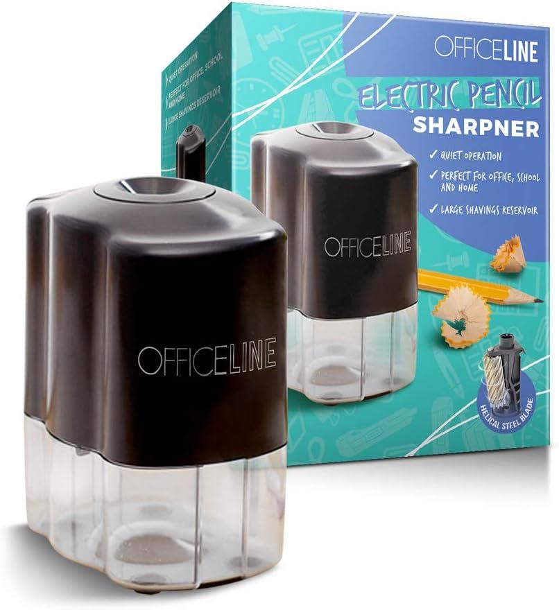 officeline electric pencil sharpener - for school and classroom helical steel blade sharpens all pencils