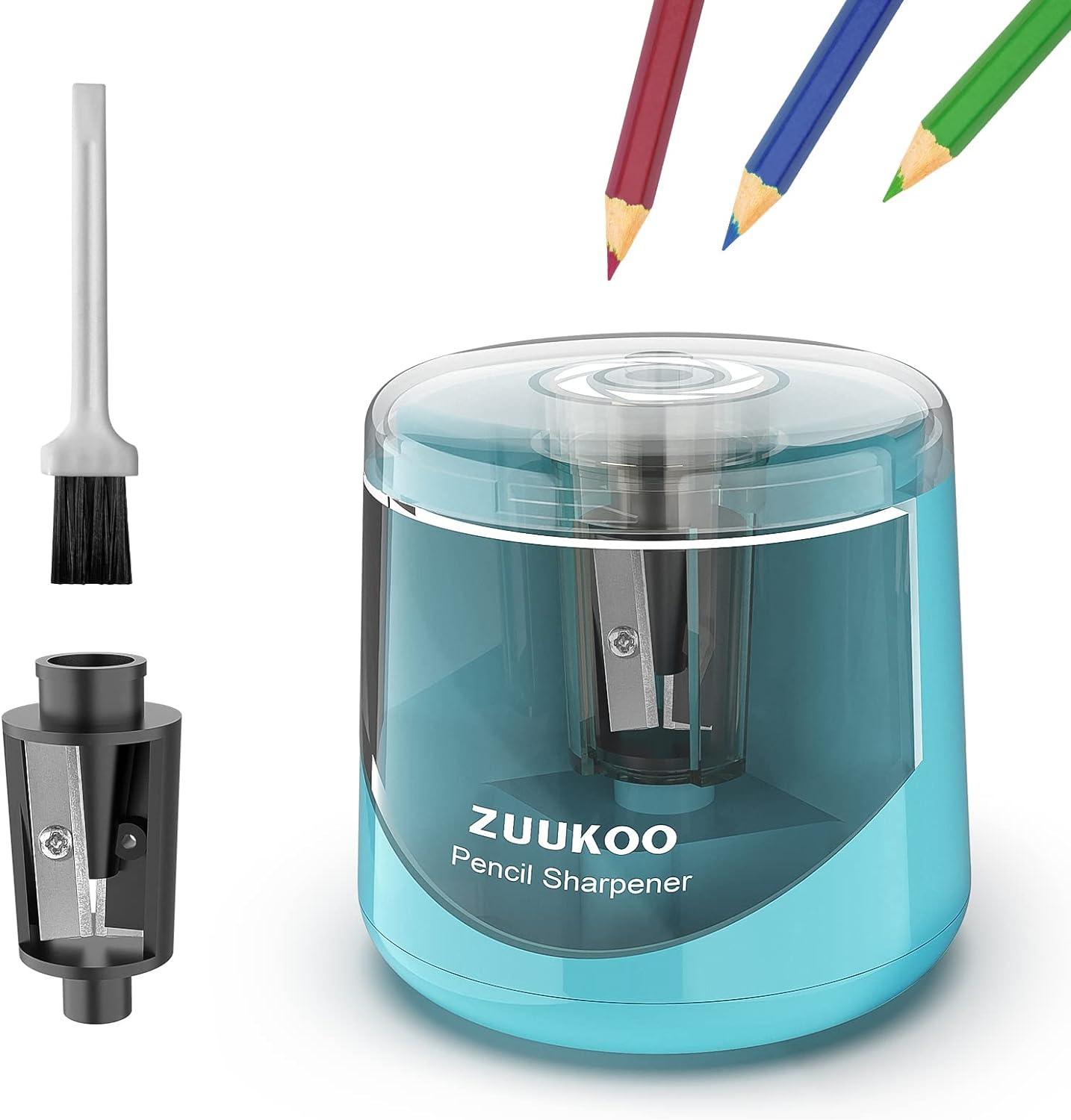 zuukoo electric pencil sharpeners battery powered for colored pencils high-speed operated automatic and