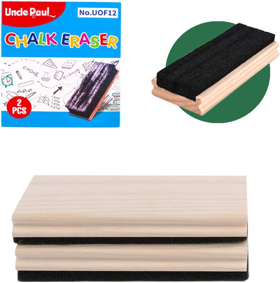 Uncle Paul Chalkboard Eraser - 2 PCS Pine Wood Felt Campus Style Eraser Cleaner Duster For Blackboard
