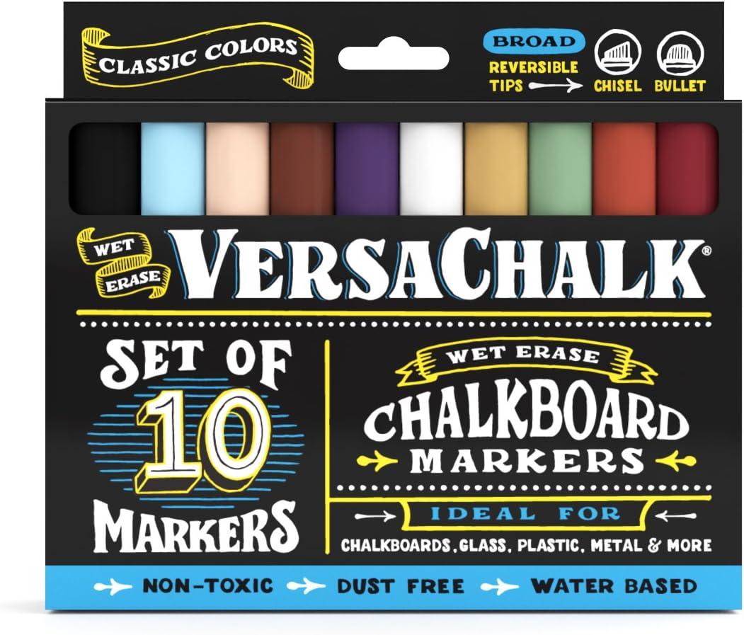 versachalk chalkboard chalk markers - colored liquid chalk pens - wet erase dustless chalk ink paint 