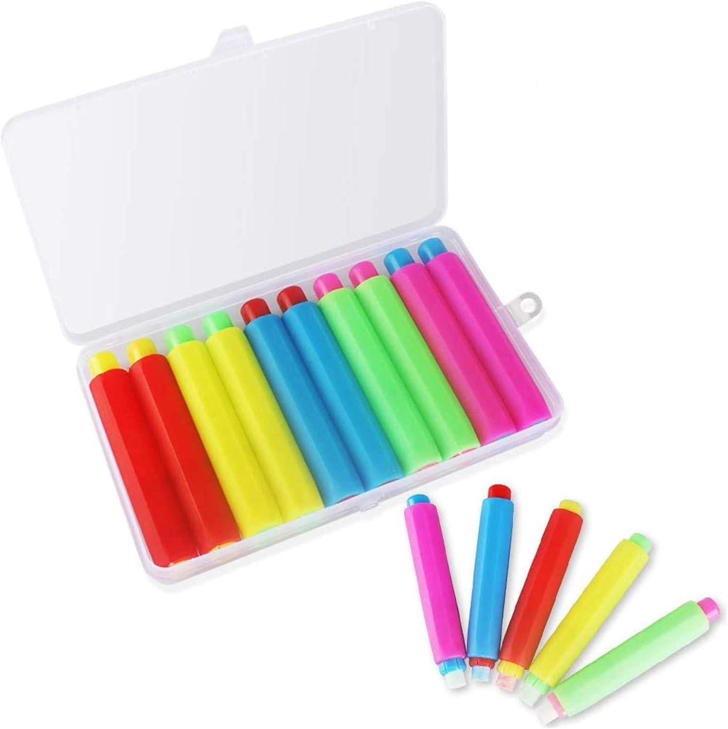 10 pcs colored chalk holder with hard storage case blackboard adjustable chalk clip holder for teachers 