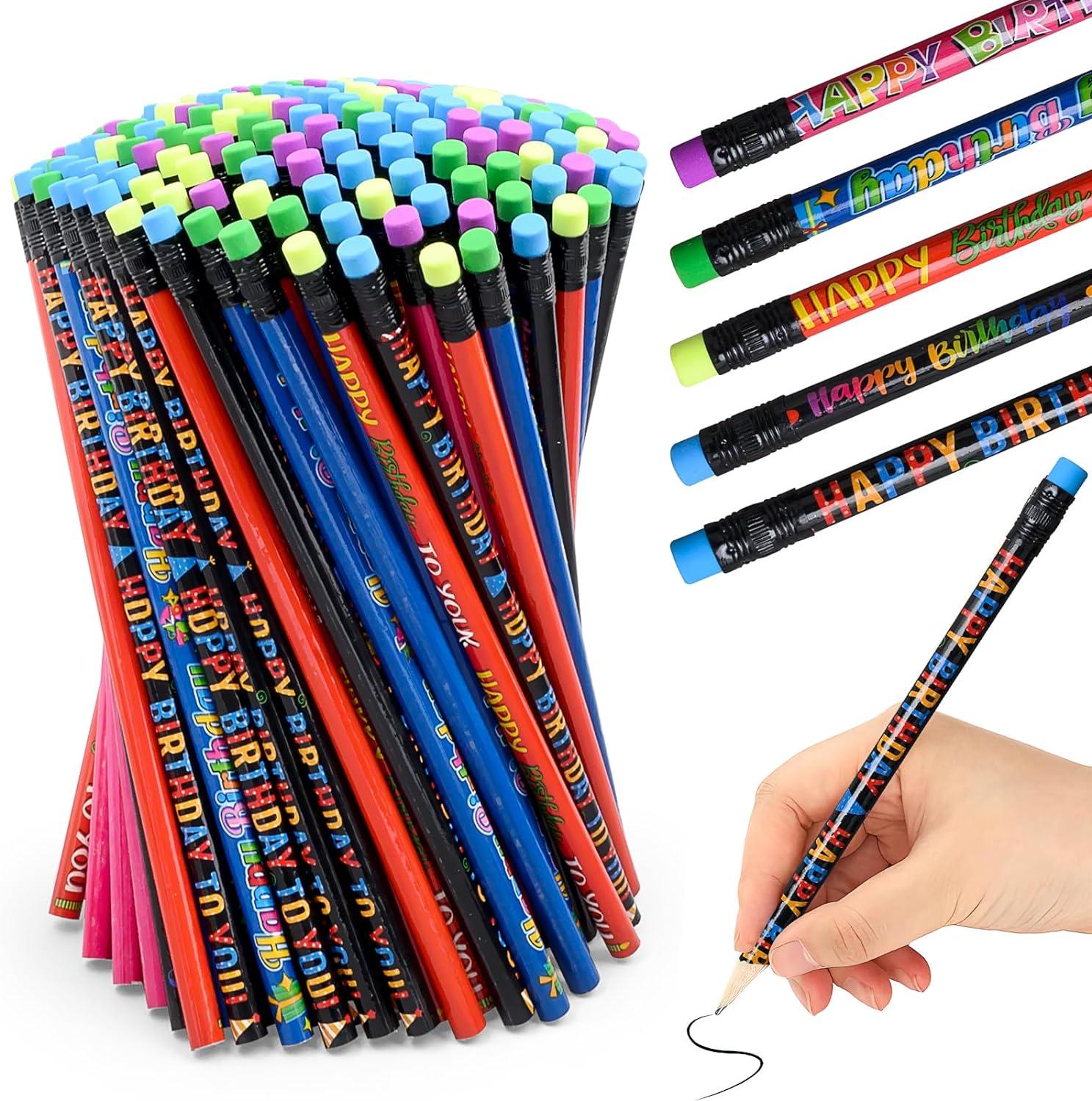m-aimee 150 pcs bulk happy birthday pencils for students fun colorful printed  m-aimee b0cb3ml9mm
