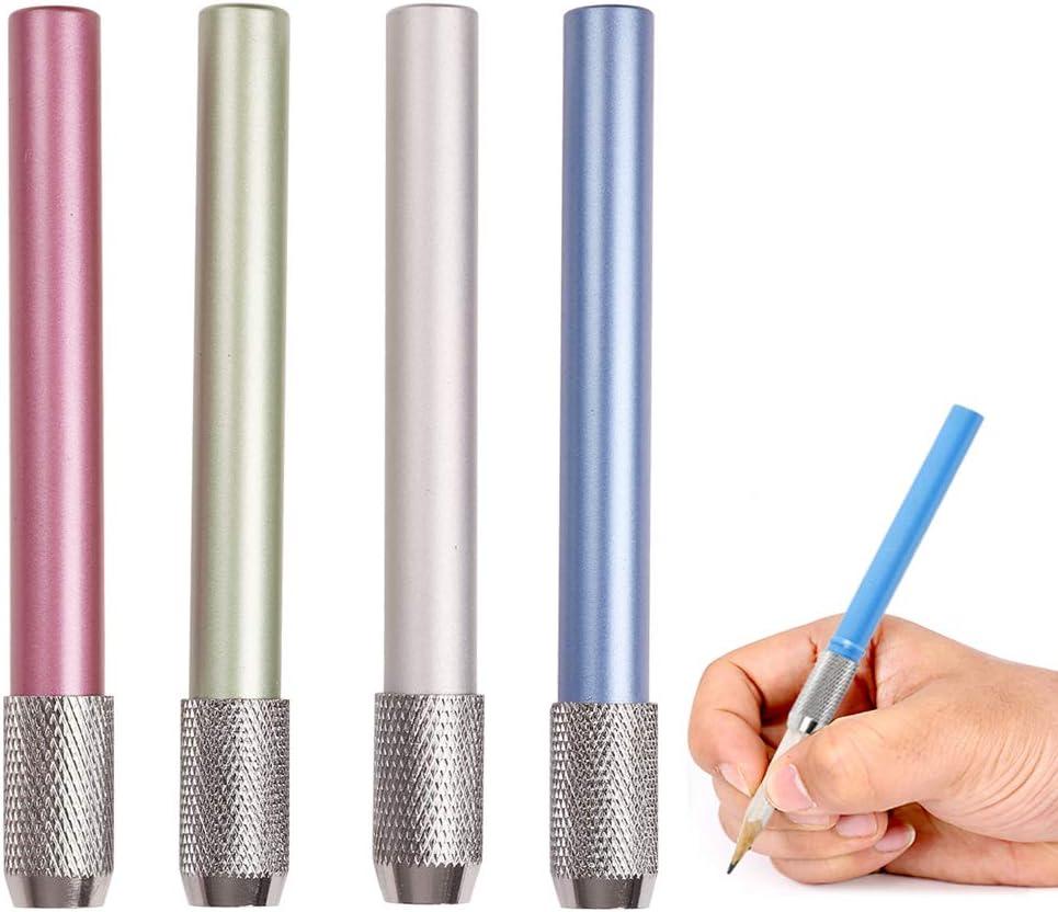 colored pencil extenders metal sketch pencil holder extender adjustable 4 colors school office art write tool