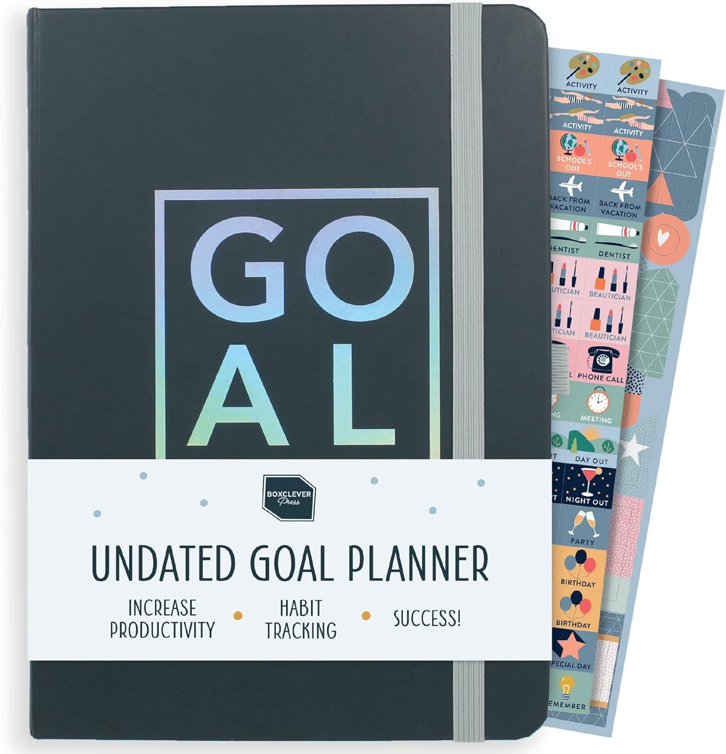 boxclever press goal planner – luxury undated weekly planner to increase productivity and achieve your