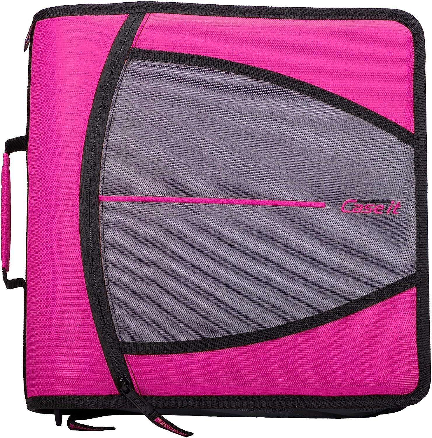 case-it the mighty zip tab zipper binder - 3 inch o-rings - 5 color tab expanding file folder - multiple