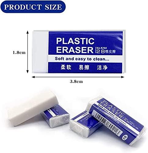 50 pack pencil eraser 2b rubbers white 2b rubbers erasers drawing school office home 1 57x 0 7 x 0 31 inch 