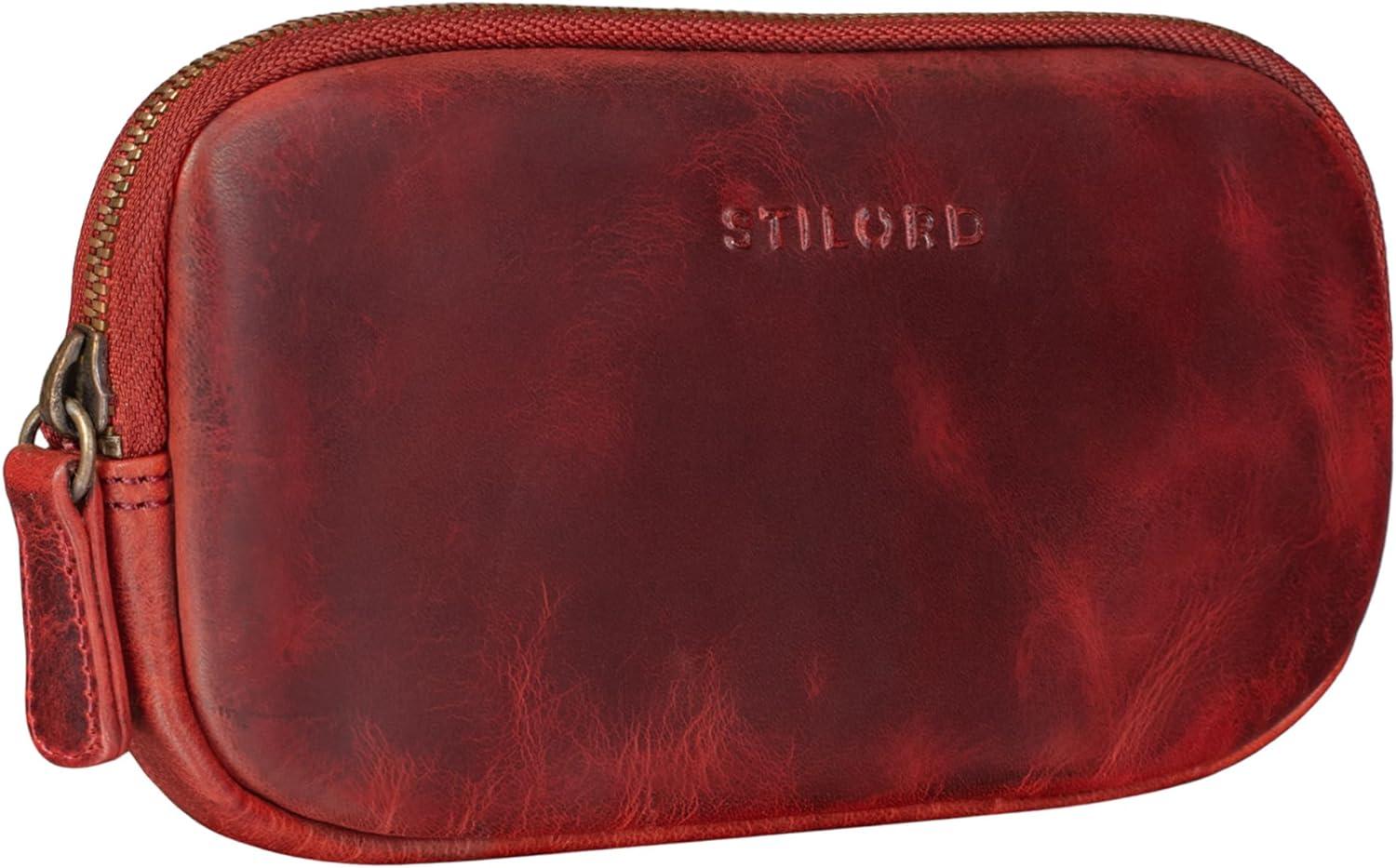 stilord mike small leather pouch vintage for men women ideal as pencil case cosmetic bag coin purse key case
