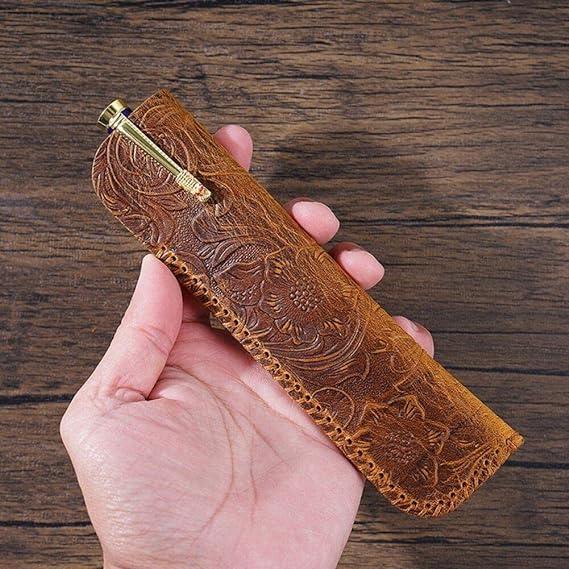 pu leather pen case handmade pen case pen protective case for school office supplies gift stationery  sanfly