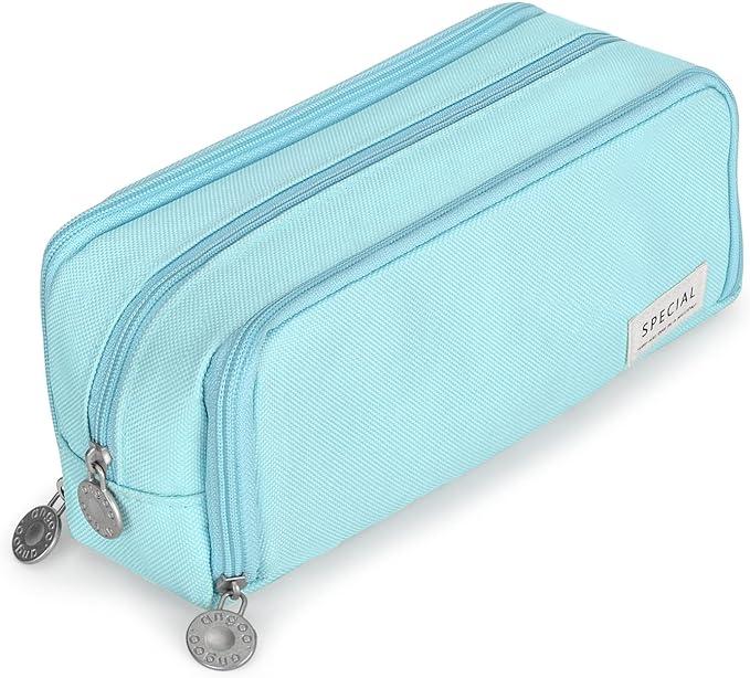anyfirst large pencil case, big capacity pencil cases with 3 compartments school supplies stationery storage