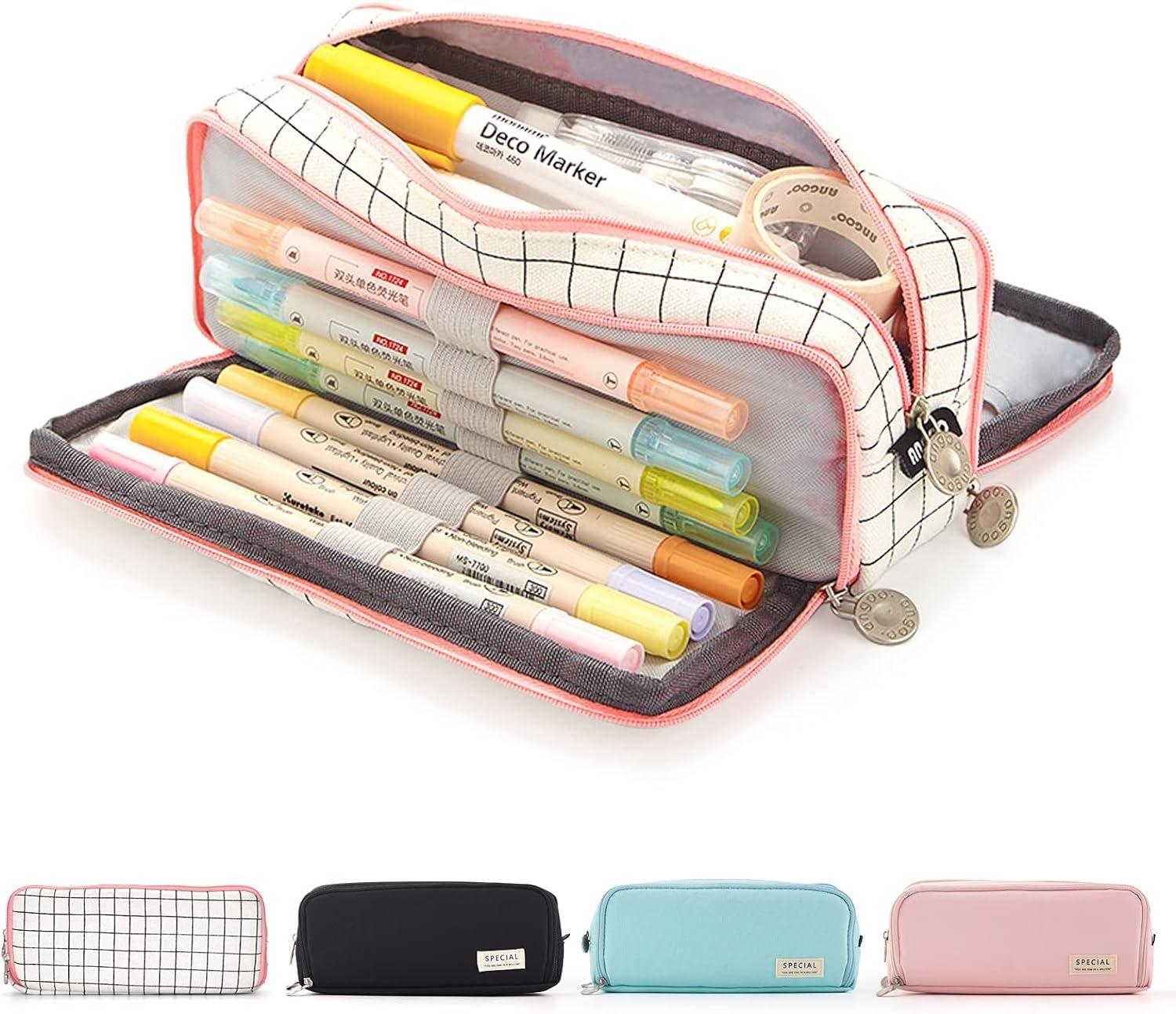 maomaoyu pencil case with 3 compartments pencil case large capacity pencil pouch for stationary organizer